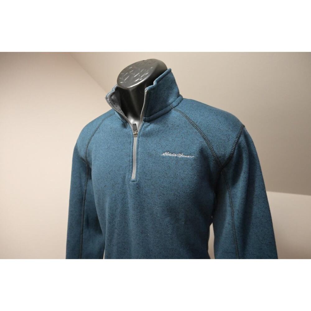 Eddie Bauer Camp Sweater‎ 1/4 Zip Fleece Pullover Marled Blue Mens Size Medium